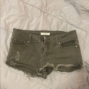 Mossimo Supply Co. Women's Green Distressed Jean Shorts